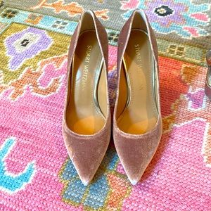 Stuart Weitzman pink velvet pumps. Size 5. Signs of wear